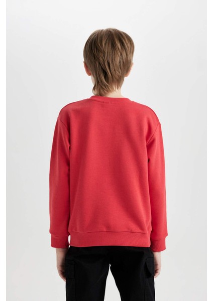 Erkek Çocuk Bisiklet Yaka Atatürk Baskılı Kırmızı Sweatshirt D8199A824WN