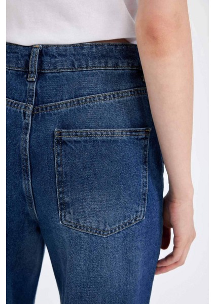90's Wide Leg Yüksek Bel Uzun Jean Yıkamalı Pantolon D8153AX24WN