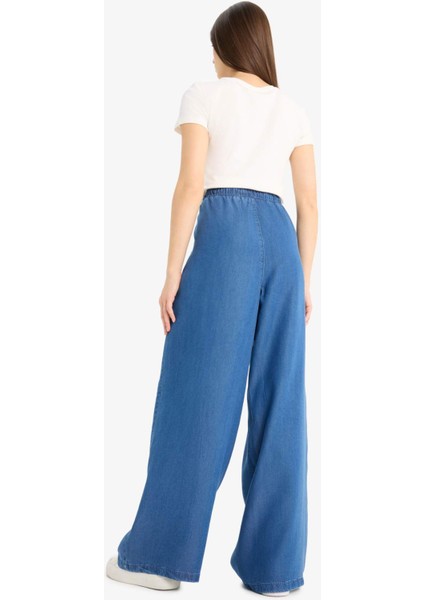Pull On Wide Leg Yüksek Bel Uzun Tensel Yıkamalı Pantolon D8243AX25SM