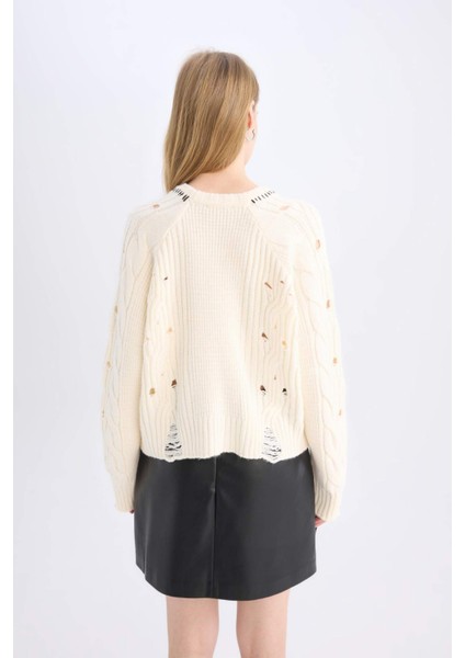 Coool Oversize Geniş Kalıp Bisiklet Yaka Triko Kazak D8233AX24WN