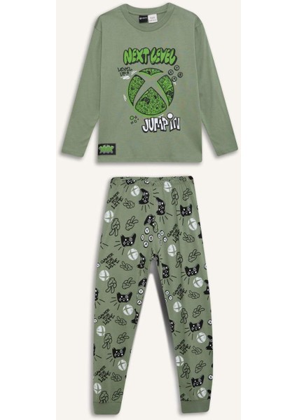 Erkek Çocuk Xbox Pijama Takımı Uzun Kollu Üst Beli Lastikli Uzun Alt D8445A824WN