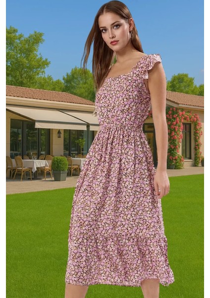 A Kesim Midi Boy Shally Dokuma Viskoz Elbise Kare Yaka Mükemmel Uyum Özenle Seçilmiş Uzun Ömürlü fiyatları