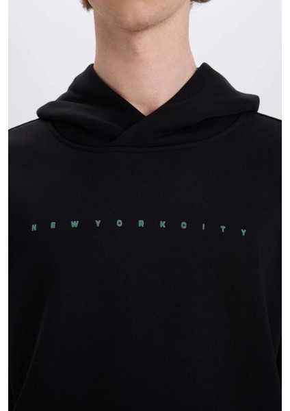 Boxy Fit Kapüşonlu Sırt Baskılı Sweatshirt D8021AX25SP