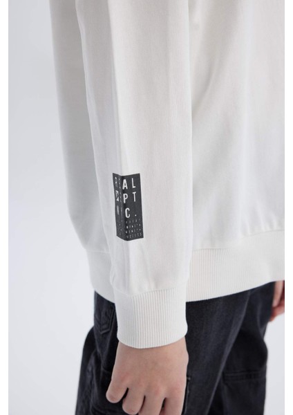 Erkek Çocuk Oversize Geniş Kalıp Kapüşonlu Baskılı Sweatshirt