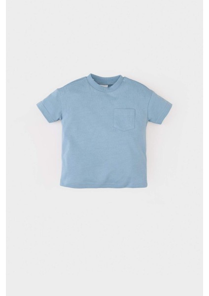 Erkek Bebek Bisiklet Yaka Basic Düz Kısa Kollu Tişört B7005A525SM