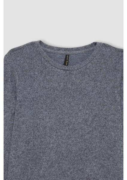 Regular Fit Bisiklet Yaka Casual Basic Düz Uzun Kollu Tişört D7482AX24AU