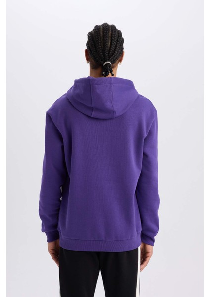 Fit NBA Los Angeles Lakers Standart Fit Kapüşonlu Baskılı Kalın Sporcu Sweatshirt D8512AX24AU