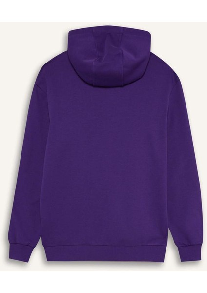 Fit NBA Los Angeles Lakers Standart Fit Kapüşonlu Baskılı Kalın Sporcu Sweatshirt D8512AX24AU