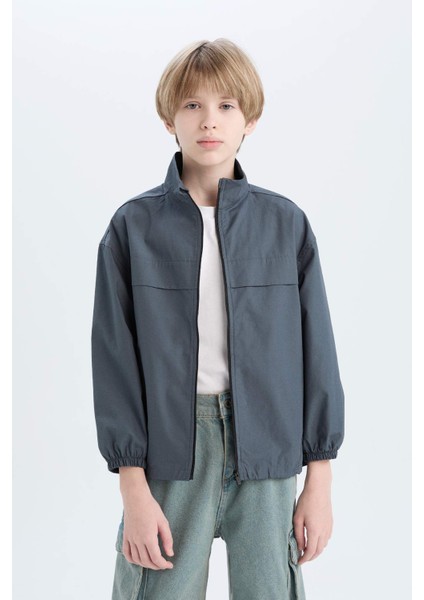 Erkek Çocuk Oversize Geniş Kalıp Yarım Balıkçı Yaka Fermuarlı Paraşüt Bomber Ceket D8537A825SP