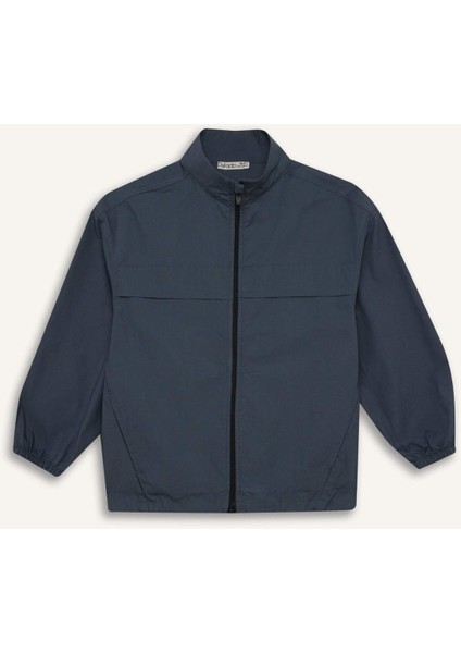 Erkek Çocuk Oversize Geniş Kalıp Yarım Balıkçı Yaka Fermuarlı Paraşüt Bomber Ceket D8537A825SP