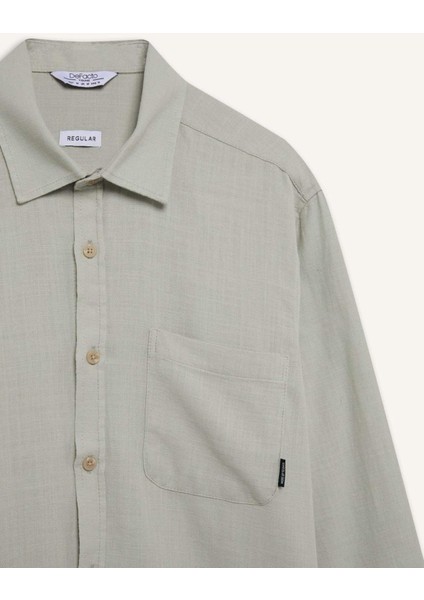 %100 Pamuk Regular Fit Basic Düz Uzun Kollu Gömlek D7079AX25SP