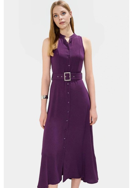 Maxi Kemerli Gömlek Elbise Dokuma Polyester Yazlık Şık Tasarım Seçkin Malzeme Trend fiyatları