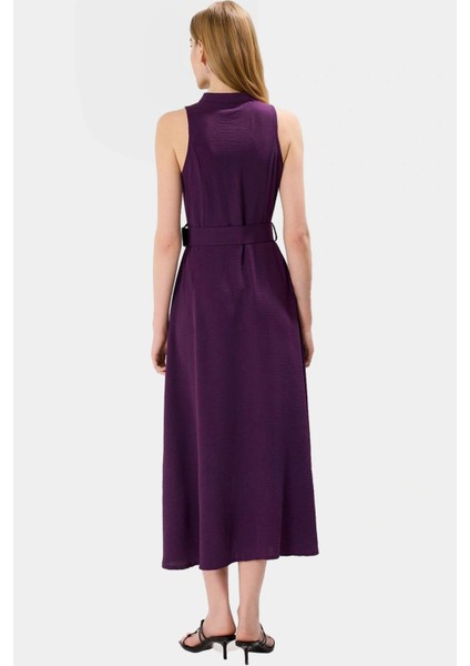 Maxi Kemerli Gömlek Elbise Dokuma Polyester Yazlık Şık Tasarım Seçkin Malzeme Trend modelleri