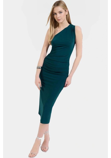 Tek Omuzlu Midi Kalem Elbise Örme Kumaş Bodycon Günlük Şık Rahat Kullanım Seçkin Malzeme fiyatları