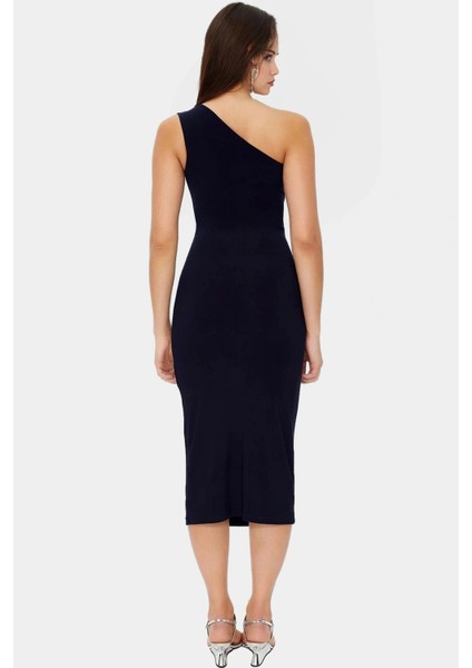 Tek Omuzlu Midi Kalem Elbise Örme Kumaş Bodycon Günlük Şık Rahat Kullanım Seçkin Malzeme modelleri