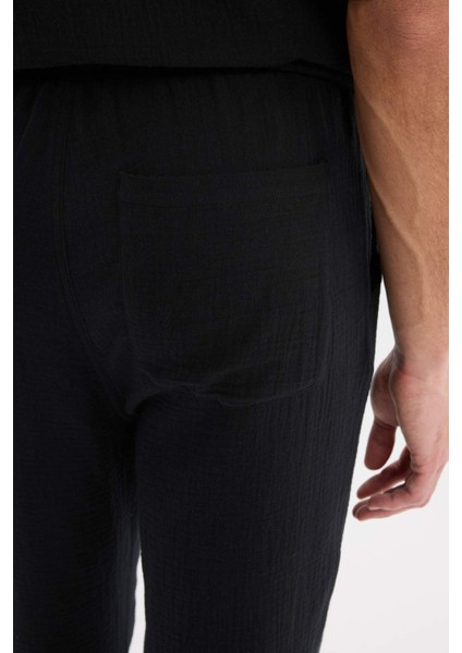 %100 Pamuk Relax Fit Rahat Kesim Yazlık Müslin Kısa Paça Pamuklu Jogger Pantolon D6144AX25SM