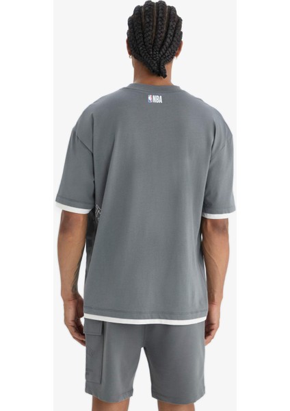 Fit NBA Brooklyn Nets Oversize Geniş Kalıp Bisiklet Yaka Kısa Kollu Tişört