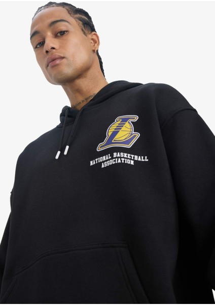 fit Nba Los Angeles Lakers Oversize Geniş Kalıp Kapüşonlu Kalın Sweatshirt Kumaşı SWEATSHIRT D8489AX25SP