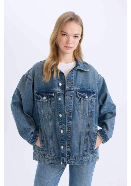 Oversize Geniş Kalıp Jean Ceket D8664AX25SP