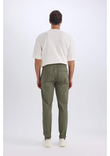 %100 Pamuk Yazlık Jogger Chino Pantolon Beli Bağcıklı Cepli Düz Paça Z9933AZ25SP