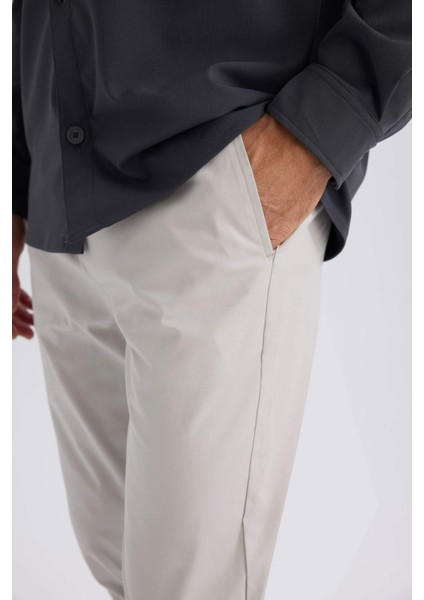 %100 Pamuk Yazlık Jogger Chino Pantolon Beli Bağcıklı Cepli Düz Paça Z9933AZ25SP