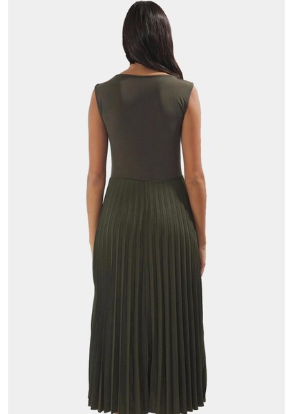 Pileli Midi Elbise Şık Gece Elbisesi Polyester Elastan Kumaş Dayanıklı Malzeme Özel Tasarım modelleri