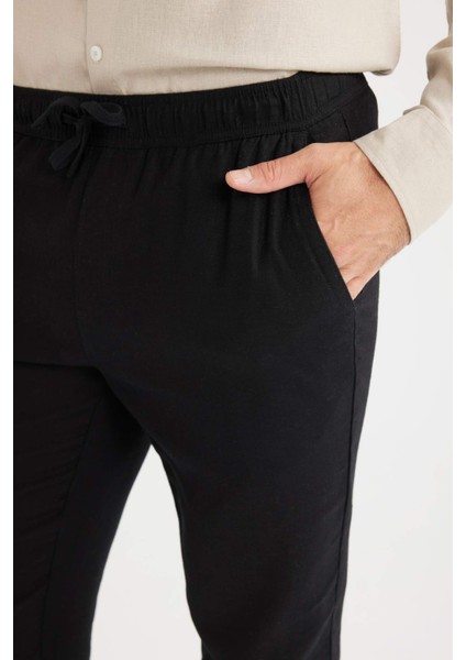 Yazlık Jogger Keten Düz Paça Pantolon D7542AX25SP