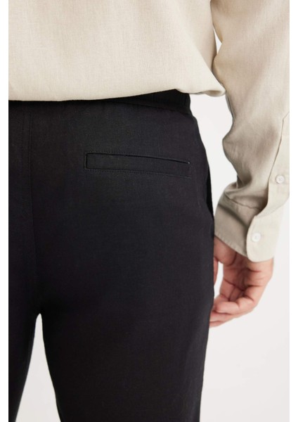 Yazlık Jogger Keten Düz Paça Pantolon D7542AX25SP