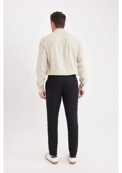 Yazlık Jogger Keten Düz Paça Pantolon D7542AX25SP
