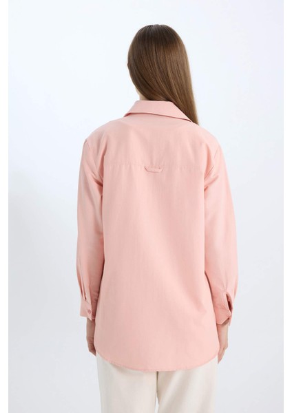 Relax Fit Poplin Uzun Kollu Tesettür Gömlek Tunik D7341AX25SP