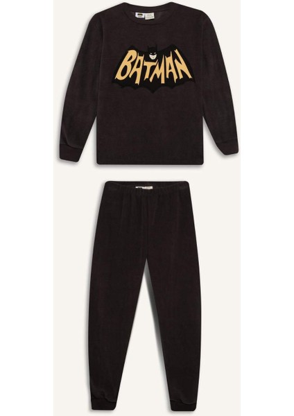 Erkek Çocuk Batman Pijama Takımı Polar Uzun Kollu Üst Beli Lastikli Uzun Alt D8570A824CW
