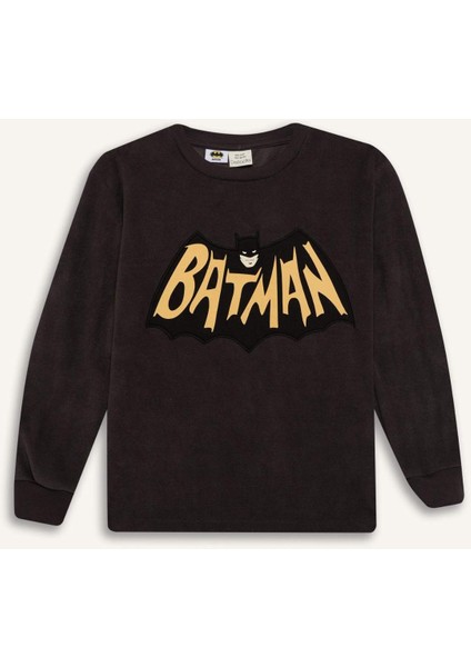 Erkek Çocuk Batman Pijama Takımı Polar Uzun Kollu Üst Beli Lastikli Uzun Alt D8570A824CW