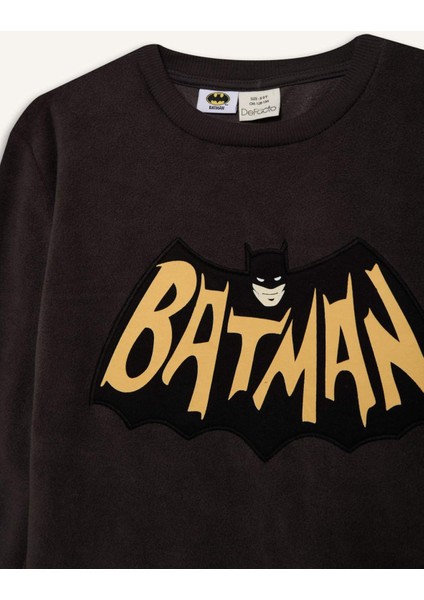 Erkek Çocuk Batman Pijama Takımı Polar Uzun Kollu Üst Beli Lastikli Uzun Alt D8570A824CW