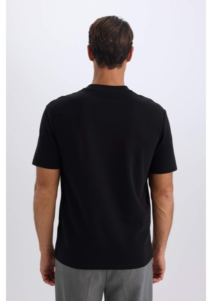 Regular Fit Bisiklet Yaka Kısa Kollu Ağır Kumaş Siyah Tişört D8931AX25SP