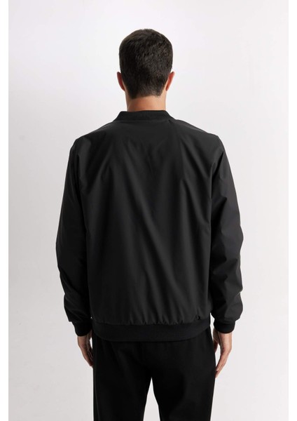 Su Geçirmez Slim Fit Dar Kesim Bomber Kolej Yaka Fermuarlı Çift Cepli Mevsimlik Hafif Mont D7319AX25SP
