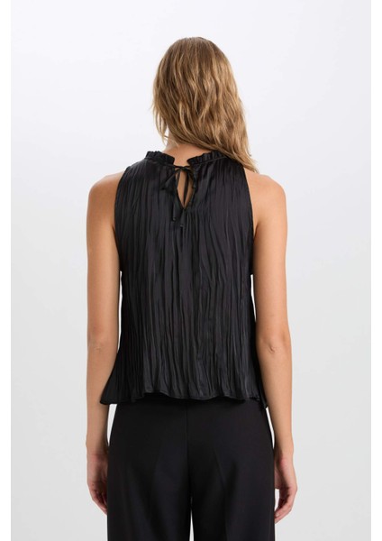 Siyah Regular Fit Basic Düz Aerobin Kolsuz Bluz D8507AX24AU
