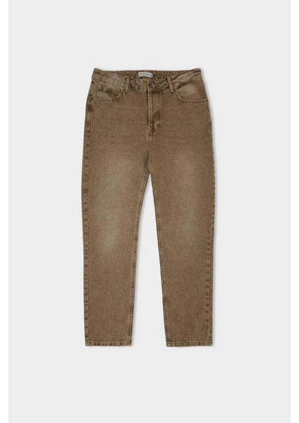 %100 Pamuk 90's Slim Fit Dar Kalıp Normal Bel Dar Paça Yıkamalı Jean Pantolon D8758AX24AU