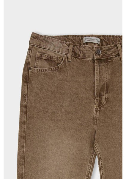 %100 Pamuk 90's Slim Fit Dar Kalıp Normal Bel Dar Paça Yıkamalı Jean Pantolon D8758AX24AU