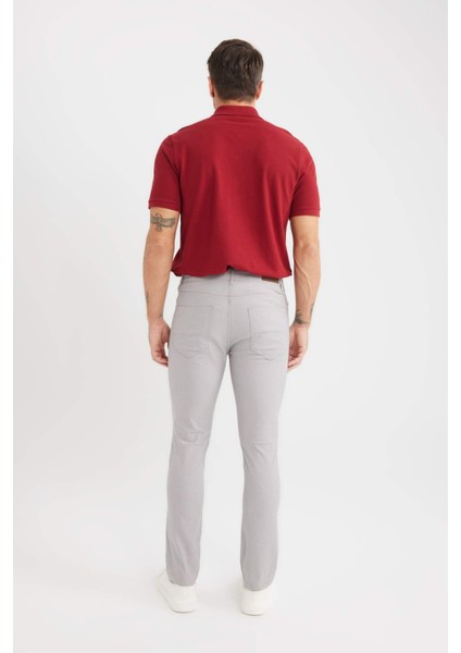 Yazlık Chino Kanvas Dokulu Pantolon Slim Fit Dar Kesim Cepli Dar Paça T1055AZ25SP