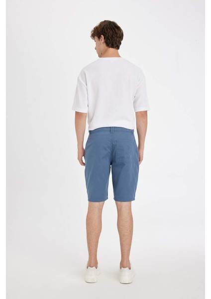%100 Pamuk Regular Fit Düz Paça Gabardin Bermuda Şort C5397AX24SM