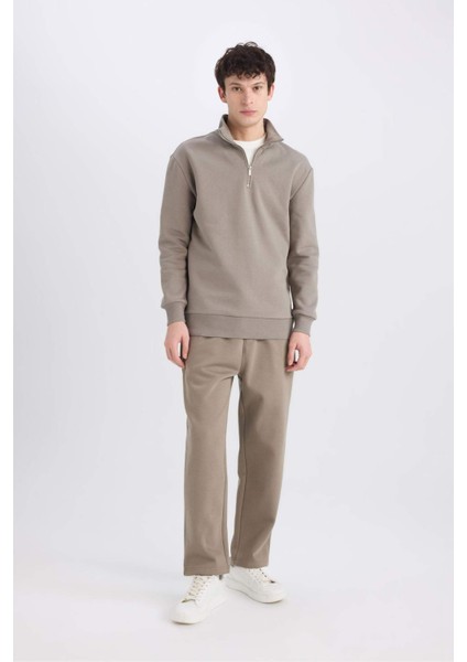 Regular Fit Eşofman Altı İçi Polarlı Basic Düz Cepli Beli Bağcıklı Düz Paça D7836AX25SP