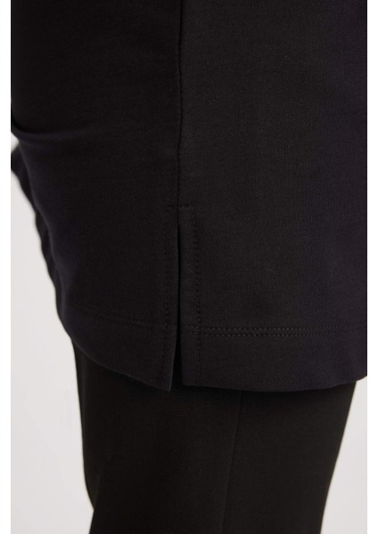 Regular Fit Bisiklet Yaka Balon Kollu Taşlı Uzun Kollu Sweatshirt Tunik D4803AX24AU