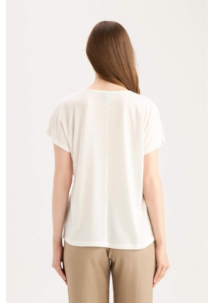 Bisiklet Yaka Casual Kısa Kollu Tişört C1874AX25SP