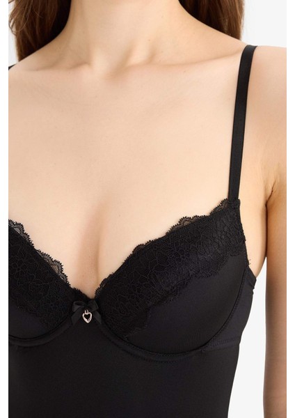 Yarım Dolgulu Dantel Detaylı Bodysuit-Fall in Love D8168AX25SP