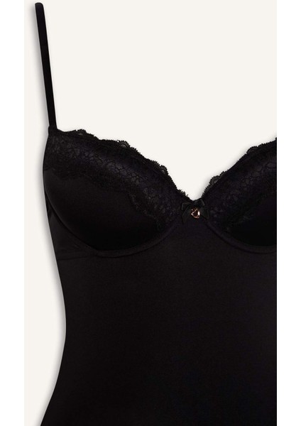 Yarım Dolgulu Dantel Detaylı Bodysuit-Fall in Love D8168AX25SP