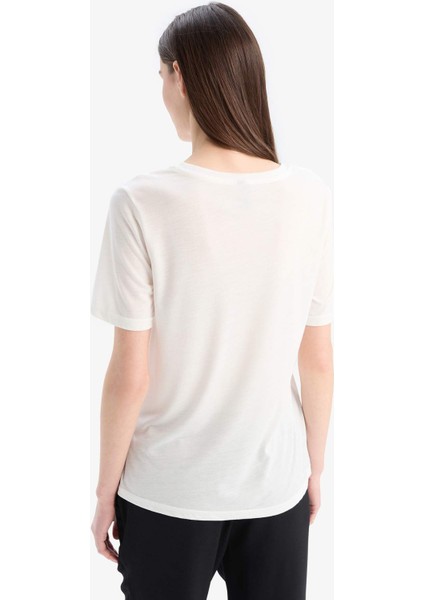 Regular Fit Bisiklet Yaka Baskılı Kısa Kollu Tişört D4654AX25SP