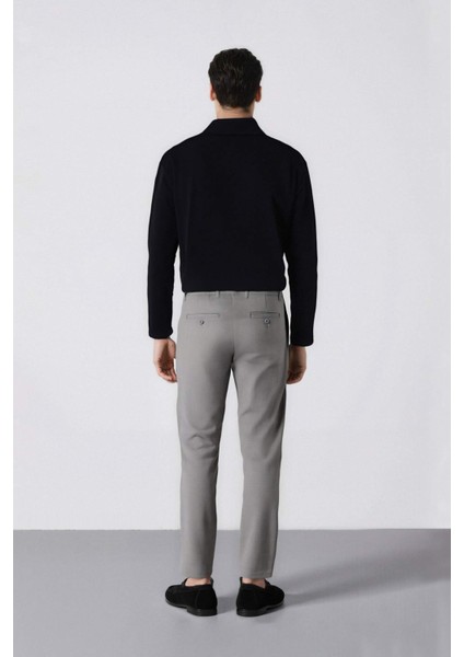 Twill Chino Kumaş Pantolon Slim Fit Dar Kesim Dar Paça Basic Düz Cepli B2091AX24AU
