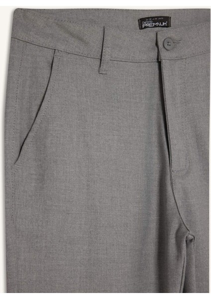 Twill Chino Kumaş Pantolon Slim Fit Dar Kesim Dar Paça Basic Düz Cepli B2091AX24AU