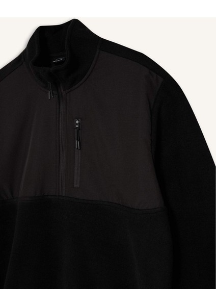 Fit Standart Fit Dik Yaka Fermuarlı Polar Sporcu Sweatshirt D9226AX24WN