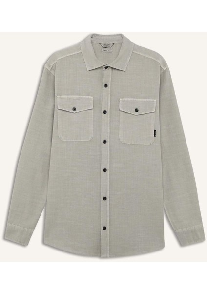 %100 Pamuk Regular Fit Polo Yaka Basic Düz Uzun Kollu Gömlek B2654AX25SP